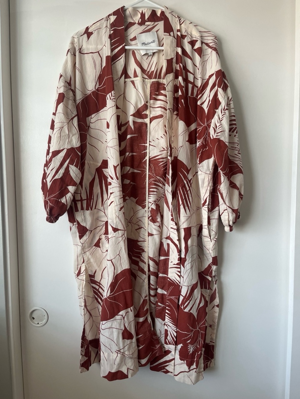 Madewell Print Open Kimono Duster — Cream & Rust